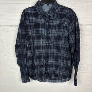Michael Bastian Blue plaid cotton button down flannel Shirt size large